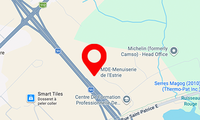 Carte vers l'atelier de Menuiserie de l'Estrie